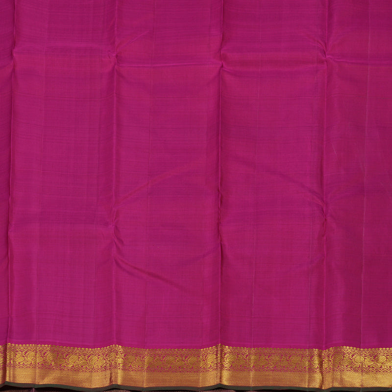 Hayagrivas Handloom Dark Green Kanjivaram Silk Saree with Purple border KBE1631K2-1