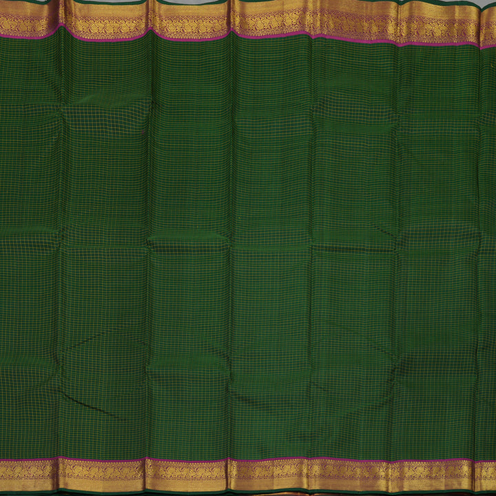 Hayagrivas Handloom Dark Green Kanjivaram Silk Saree with Purple border KBE1631K2-1