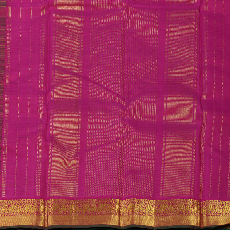 Hayagrivas Handloom Dark Green Kanjivaram Silk Saree with Purple border KBE1631K2-1