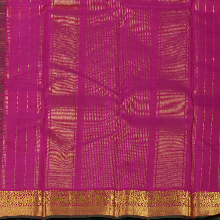 Hayagrivas Handloom Dark Green Kanjivaram Silk Saree with Purple border KBE1631K2-1