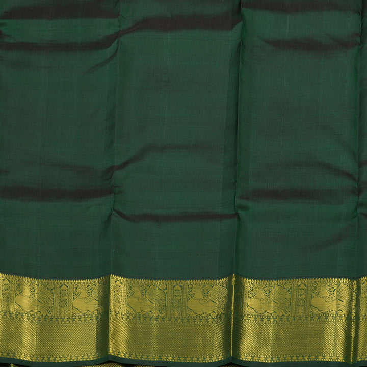 Hayagrivas Handloom Rust Orange Kanjivaram Silk Saree with Bottle Green Border KBE1631K5-1