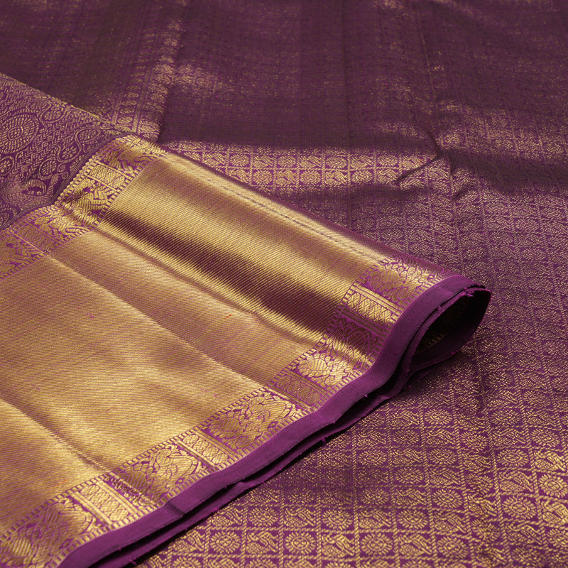 Hayagrivas Handloom Deep Violet Bridal Kanjivaram Silk Saree KBE1633K2-1