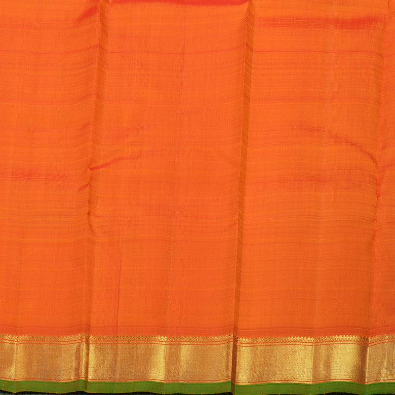 Hayagrivas Handloom Orange Kanjivaram Silk Saree with Green Selvedge KBE1634K2-1