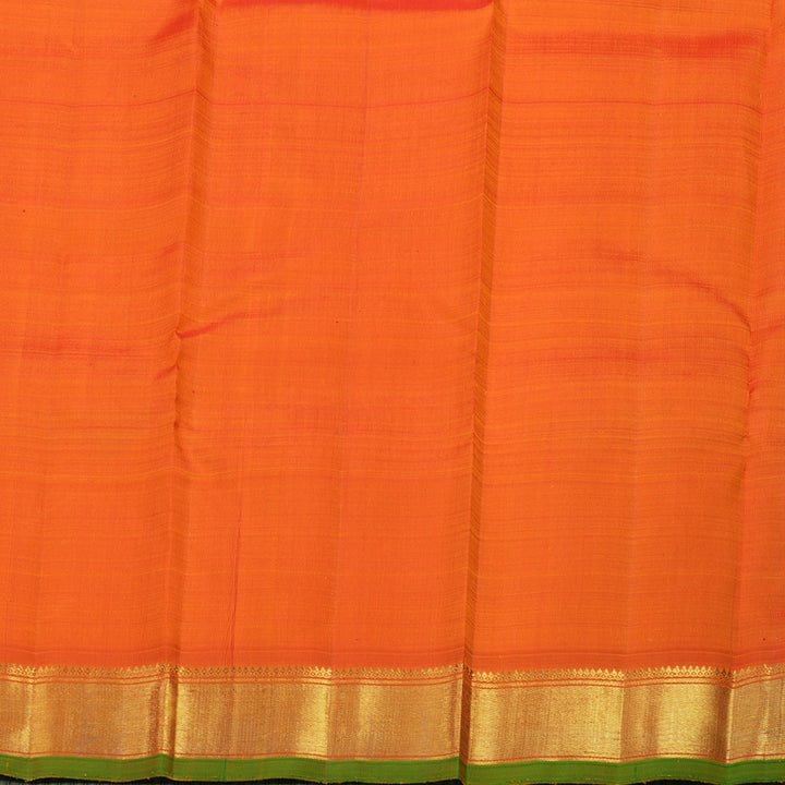 Hayagrivas Handloom Orange Kanjivaram Silk Saree with Green Selvedge KBE1634K2-1
