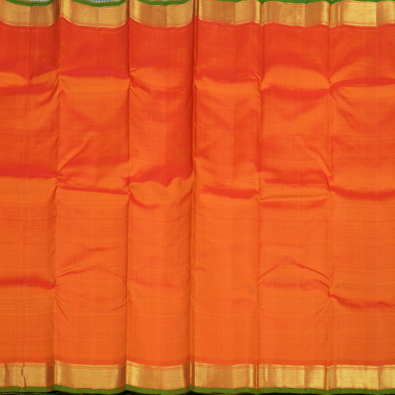 Hayagrivas Handloom Orange Kanjivaram Silk Saree with Green Selvedge KBE1634K2-1