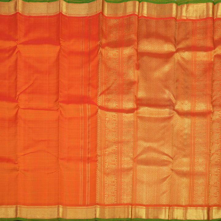 Hayagrivas Handloom Orange Kanjivaram Silk Saree with Green Selvedge KBE1634K2-1