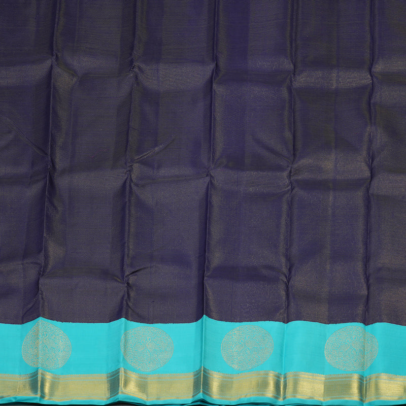 Hayagrivas Navy Blue Kanjivaram Pattu Pavadai with Sky Blue border KBE1637K1-2