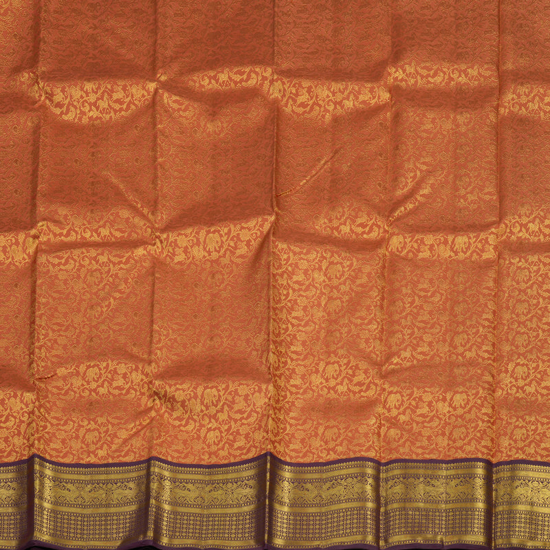Hayagrivas Rust Orange Kanjivaram Pattu Pavadai with Deep Violet border KBE1637K3-2