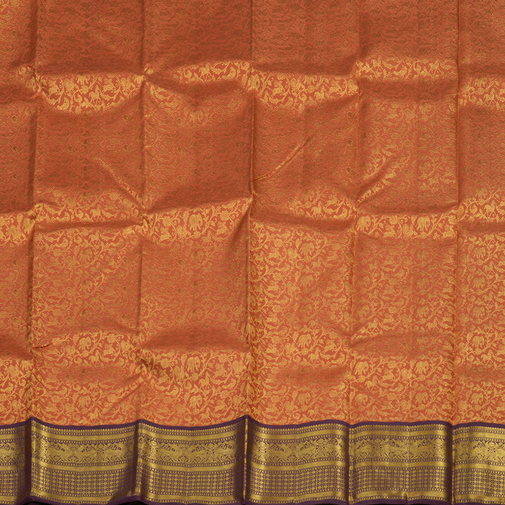 Hayagrivas Rust Orange Kanjivaram Pattu Pavadai with Deep Violet border KBE1637K3-2