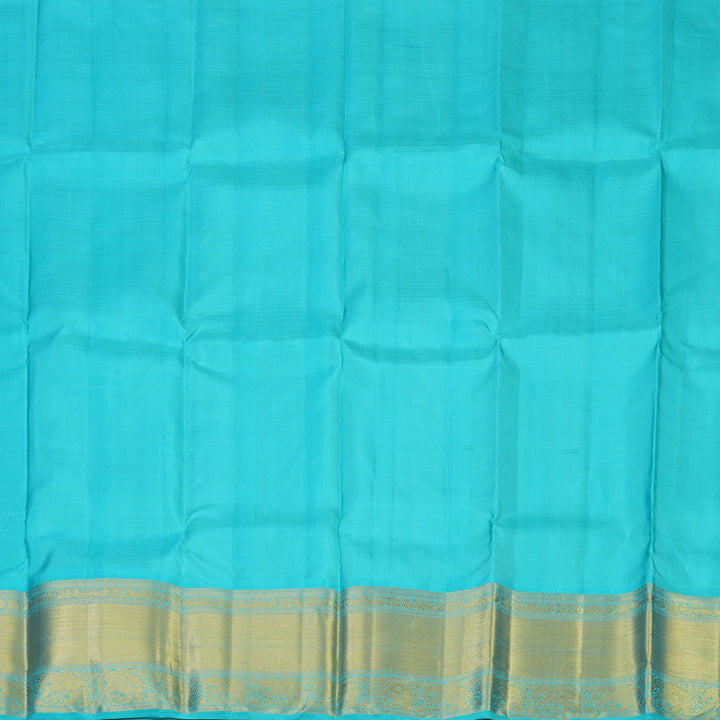 Hayagrivas Handloom Sampanga Yellow Kanjivaram Pattu Pavadai with Sky Blue border KBE1637K4-1