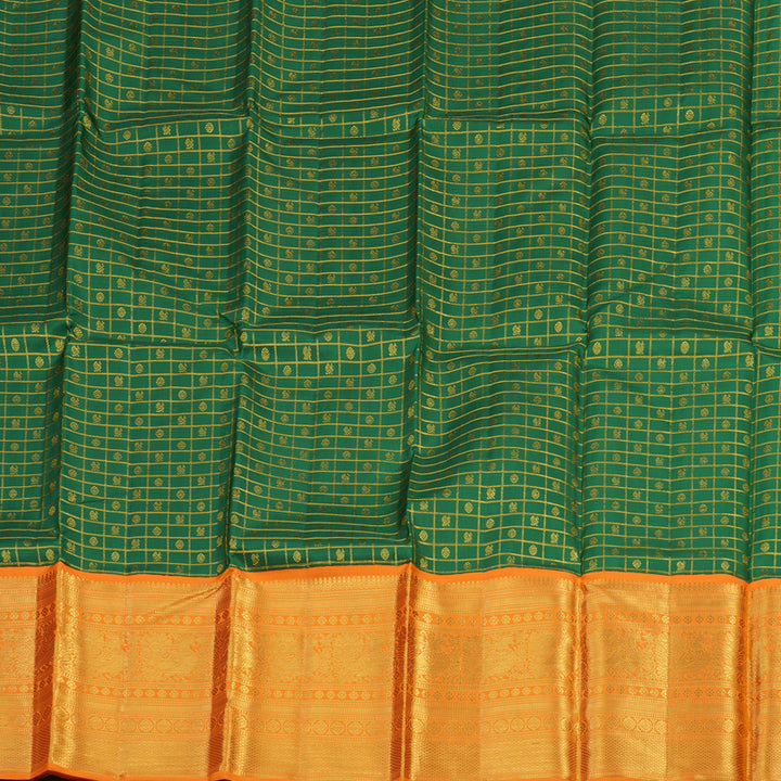 Hayagrivas Dark Green Kanjivaram Pattu Pavadai with Orange border KBE1637K6-2