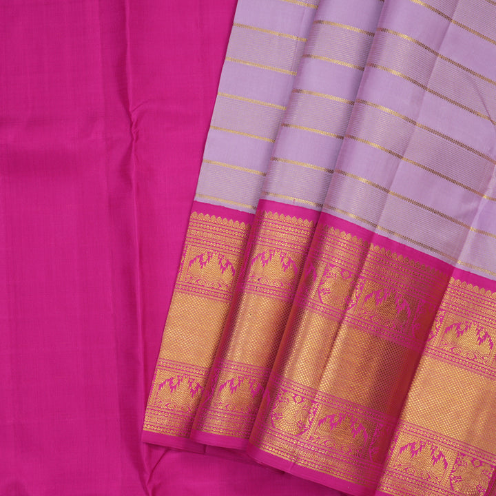 Hayagrivas Lilac Kanjivaram Pattu Pavadai with Rani Pink border KBE1637K7-2