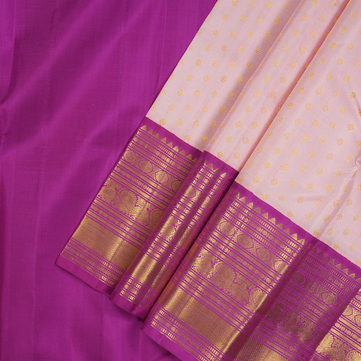 Hayagrivas Baby Pink Kanjivaram Pattu Pavadai with Violet border KBE1637K8-1