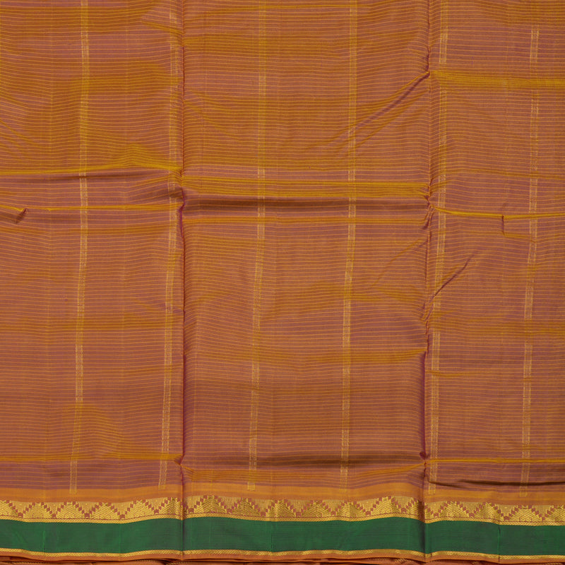 Hayagrivas Deep Violet Pure Ten Yards Silk Saree with Golden Orange border KBE1638K3-10