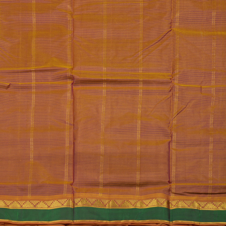 Hayagrivas Deep Violet Pure Ten Yards Silk Saree with Golden Orange border KBE1638K3-10