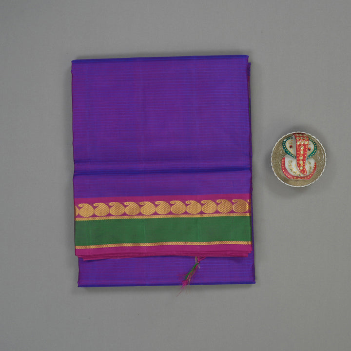 Hayagrivas Purple Pure Ten Yards Silk Saree with Magenta border KBE1638K3-13