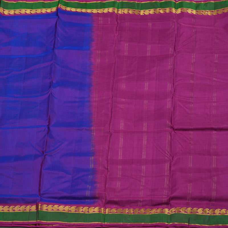 Hayagrivas Purple Pure Ten Yards Silk Saree with Magenta border KBE1638K3-13