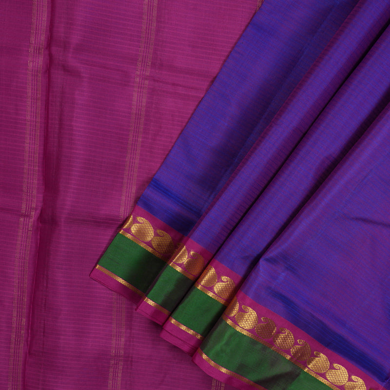 Hayagrivas Purple Pure Ten Yards Silk Saree with Magenta border KBE1638K3-13
