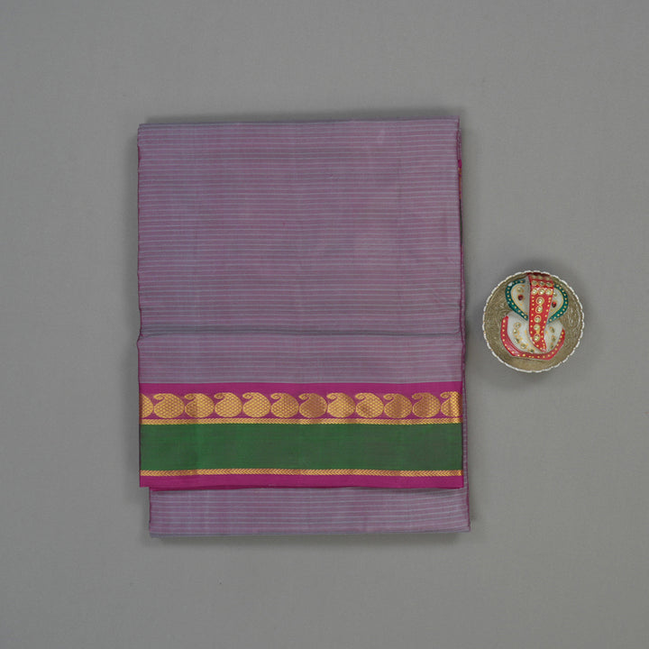 Hayagrivas Lilac Pure Ten Yards Silk Saree with Purple border KBE1638K3-15