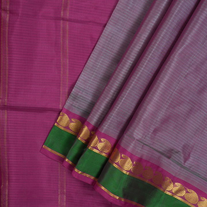Hayagrivas Lilac Pure Ten Yards Silk Saree with Purple border KBE1638K3-15