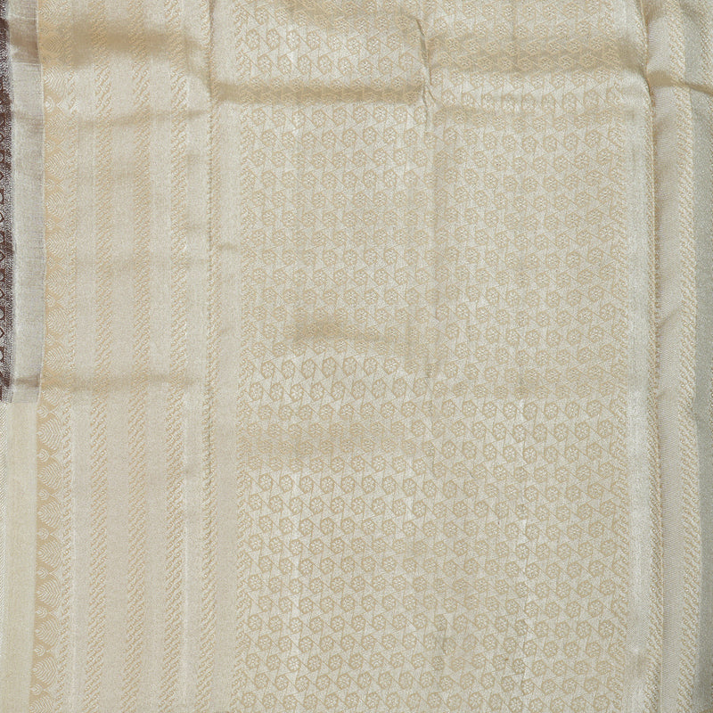 Hayagrivas Handloom Chocolate Brown Kanjivaram Silk Saree with Cream Border KBE1639K1-2