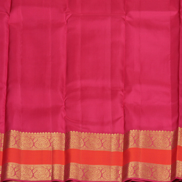 Hayagrivas Peacock Blue Handloom Kanjivaram Silk Saree with Dark Pink Border KBE163D6-4