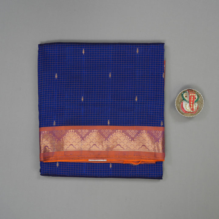 Hayagrivas Royal Blue Pure Ten Yards Silk Cotton Saree KBE1641K11-4