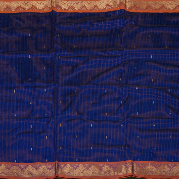 Hayagrivas Royal Blue Pure Ten Yards Silk Cotton Saree KBE1641K11-4