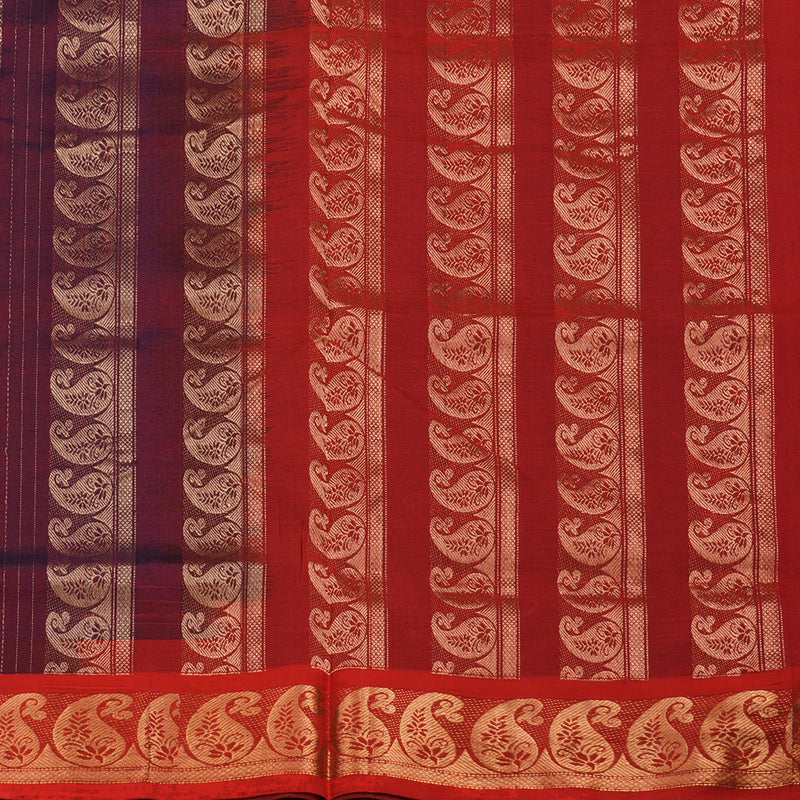 Hayagrivas Peacock Green Pure Ten Yards Silk Cotton Saree KBE1641K9-3