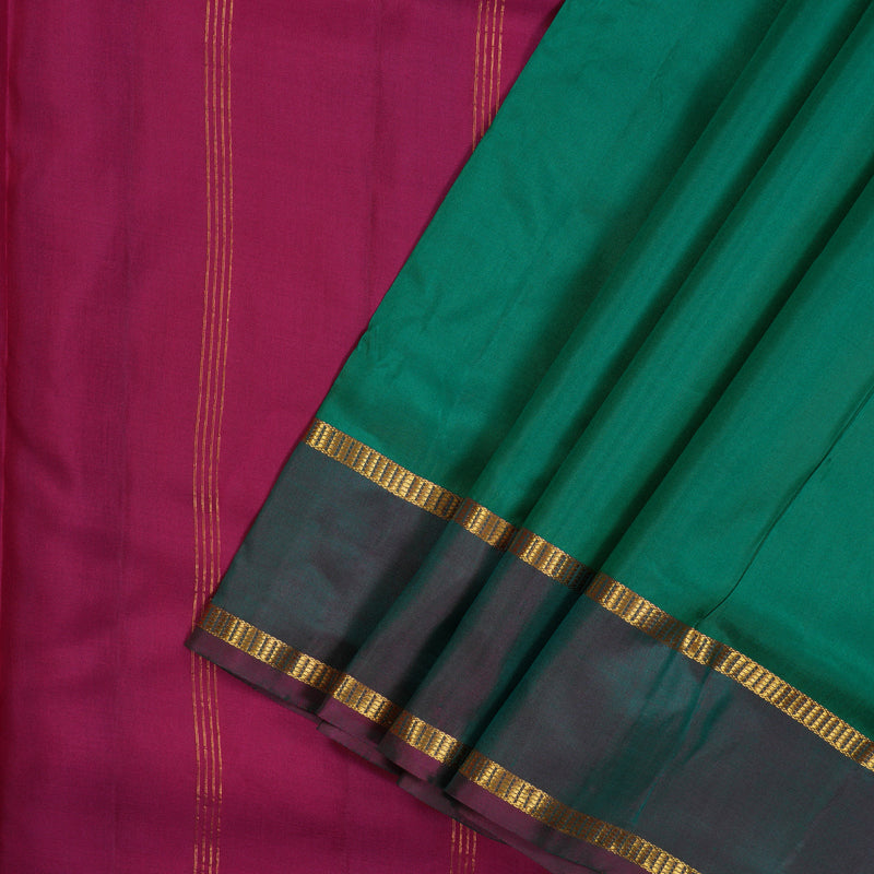 Hayagrivas Emerald Green Pure Ten Yards Silk Saree KBE1644K3-10