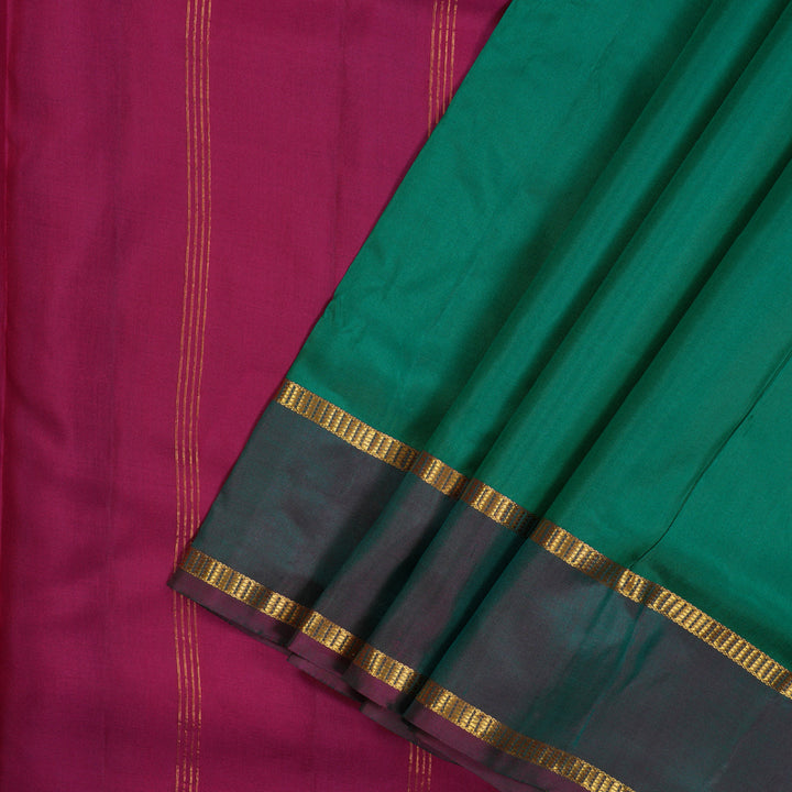 Hayagrivas Emerald Green Pure Ten Yards Silk Saree KBE1644K3-10