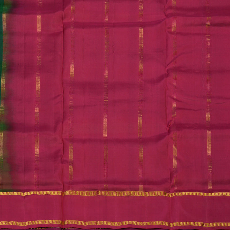 Hayagrivas Bottle Green Pure Ten Yards Silk Saree with Wine Purple border KBE1644K3-5