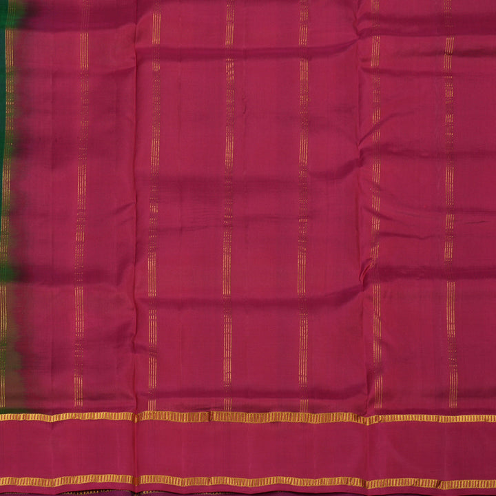 Hayagrivas Bottle Green Pure Ten Yards Silk Saree with Wine Purple border KBE1644K3-5