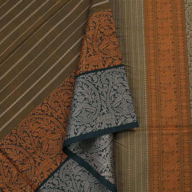 Hayagrivas Handloom Pure Cotton Saree in Subtle Golden brown KBE164D12-1