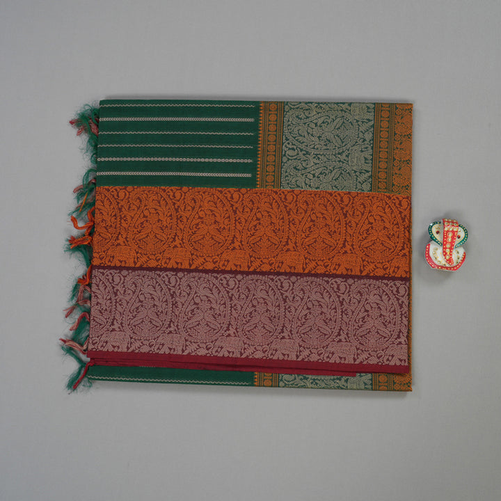 Hayagrivas Handloom Pure Cotton Saree in Vivid Green KBE164D12-2