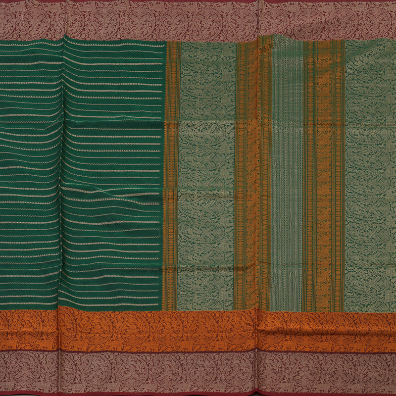 Hayagrivas Handloom Pure Cotton Saree in Vivid Green KBE164D12-2
