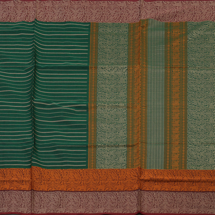 Hayagrivas Handloom Pure Cotton Saree in Vivid Green KBE164D12-2