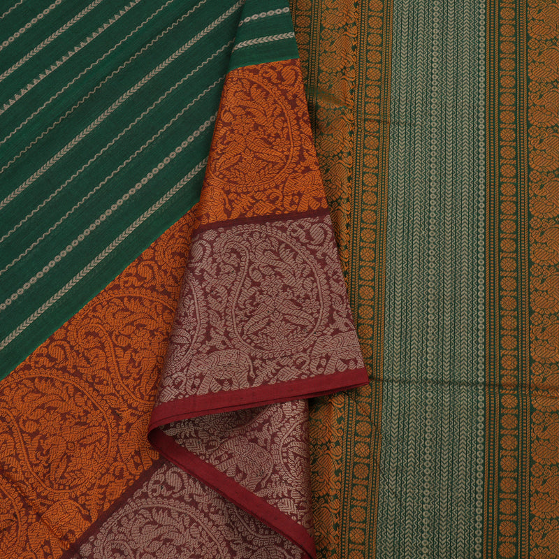 Hayagrivas Handloom Pure Cotton Saree in Vivid Green KBE164D12-2