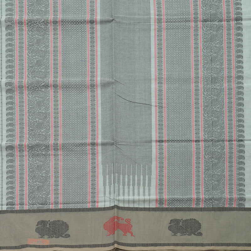 Hayagrivas Handloom Pure Cotton Saree in Pristine Half White KBE164D14-2