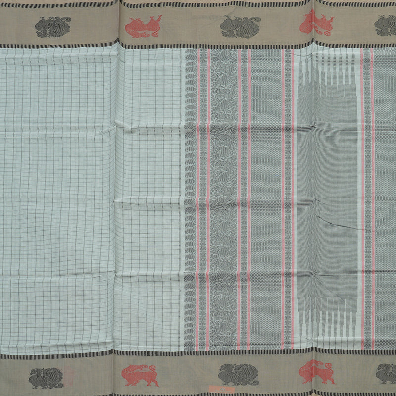 Hayagrivas Handloom Pure Cotton Saree in Pristine Half White KBE164D14-2