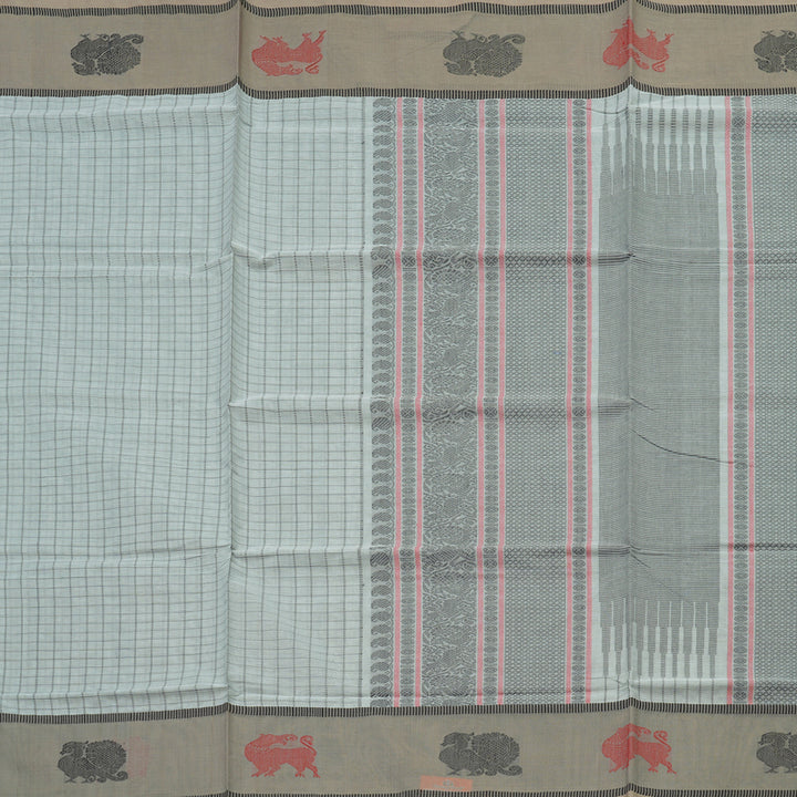 Hayagrivas Handloom Pure Cotton Saree in Pristine Half White KBE164D14-2