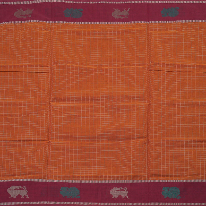 Hayagrivas Handloom Pure Cotton Saree in Attractive Honey Orange KBE164D14-3