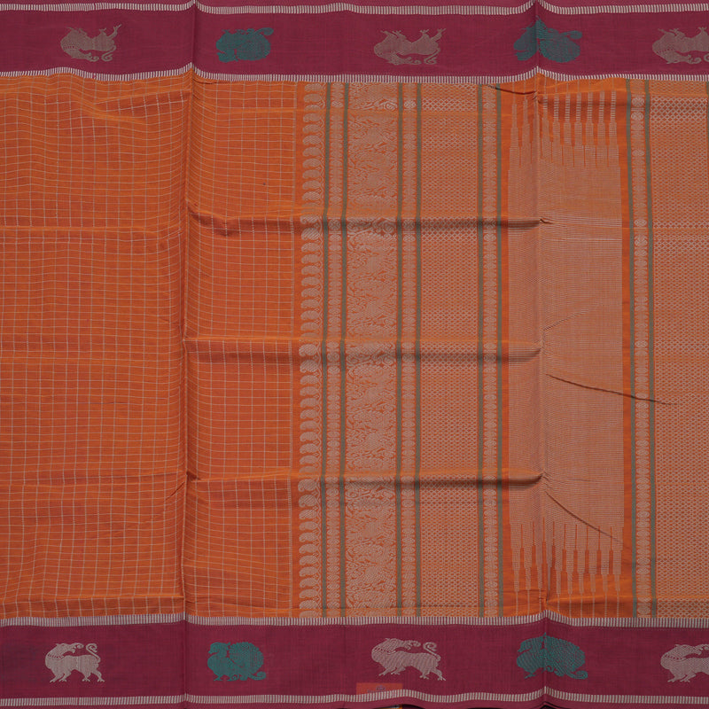 Hayagrivas Handloom Pure Cotton Saree in Attractive Honey Orange KBE164D14-3