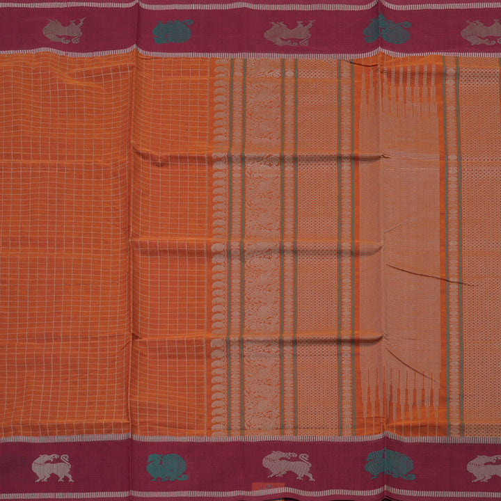Hayagrivas Handloom Pure Cotton Saree in Attractive Honey Orange KBE164D14-3