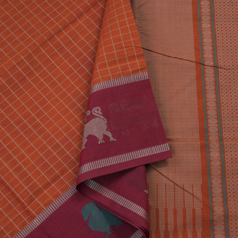 Hayagrivas Handloom Pure Cotton Saree in Attractive Honey Orange KBE164D14-3