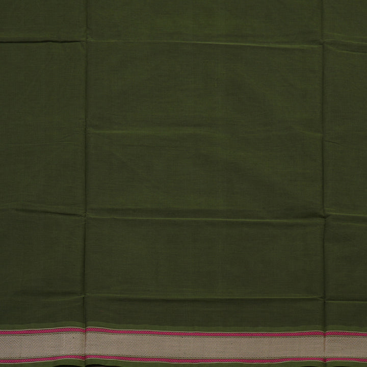 Hayagrivas Handloom Pure Cotton Saree in Elegant Dark Mehendi Green KBE164D15-2