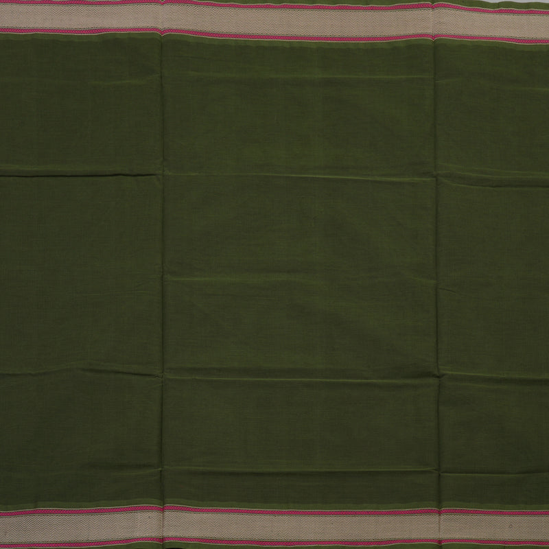 Hayagrivas Handloom Pure Cotton Saree in Elegant Dark Mehendi Green KBE164D15-2