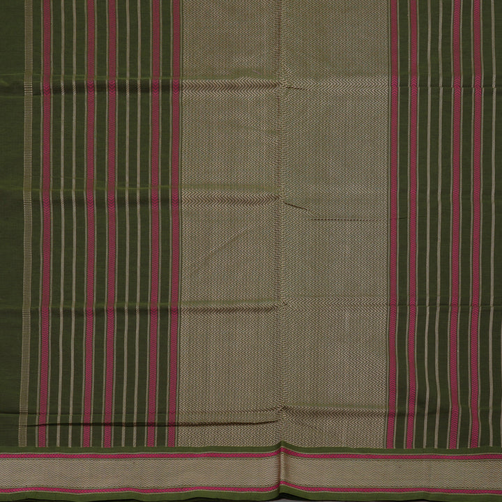 Hayagrivas Handloom Pure Cotton Saree in Elegant Dark Mehendi Green KBE164D15-2