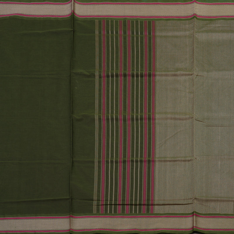Hayagrivas Handloom Pure Cotton Saree in Elegant Dark Mehendi Green KBE164D15-2