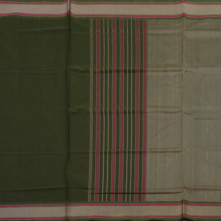 Hayagrivas Handloom Pure Cotton Saree in Elegant Dark Mehendi Green KBE164D15-2